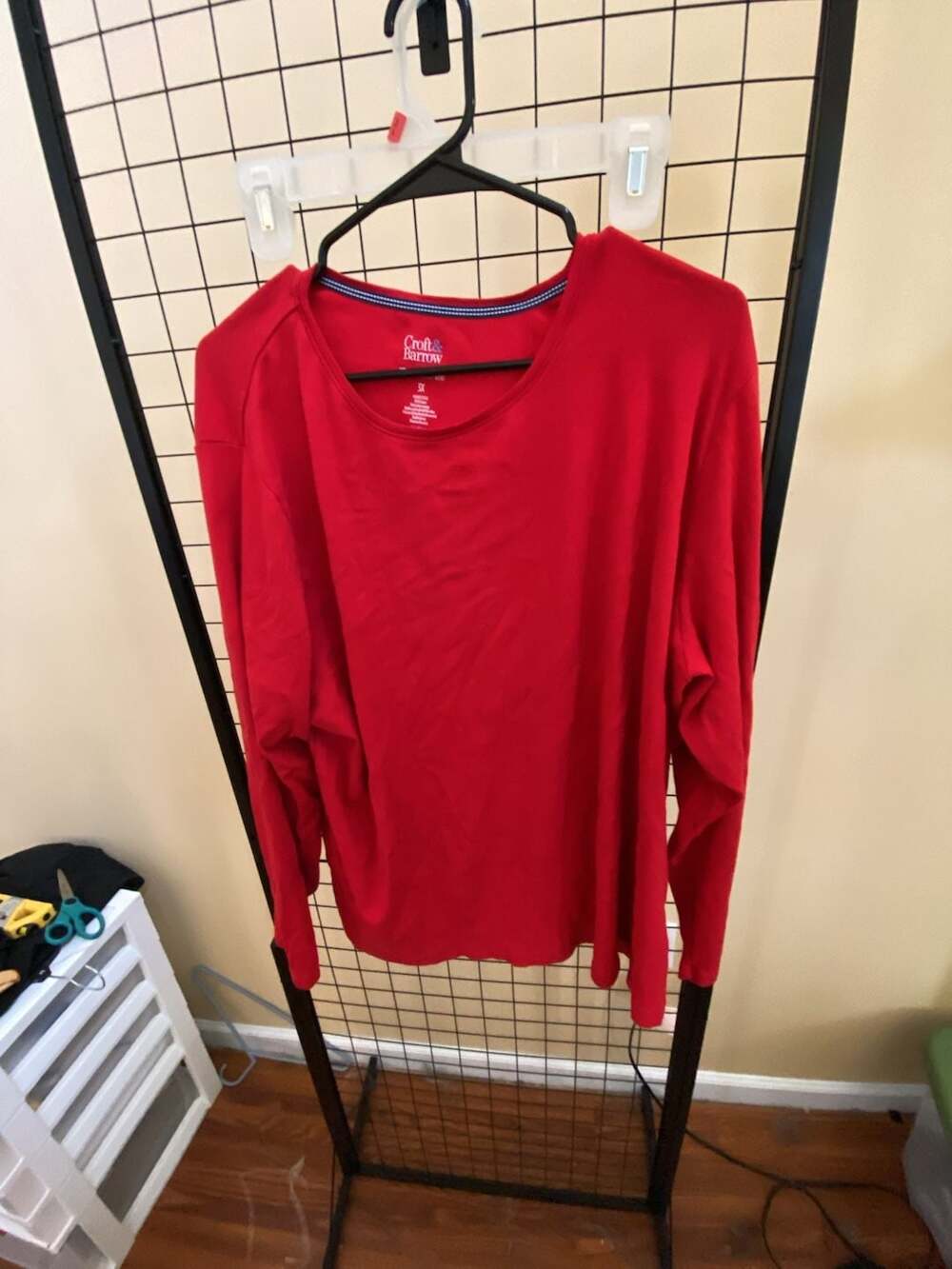 Croft & Barrow Long Sleeve T-Shirt Size 3X Red Cotton